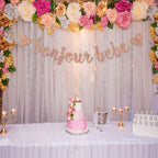 Helewilk Rose Gold Glitter Bonjour Bebe Banner – French Theme Baby Shower