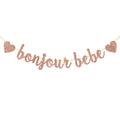 Helewilk Rose Gold Glitter Bonjour Bebe Banner – French Theme Baby Shower