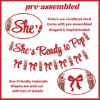 Hemicha She's Ready to Pop Banner - Retro Soda Fountain Baby Shower Decor, Red Glitter