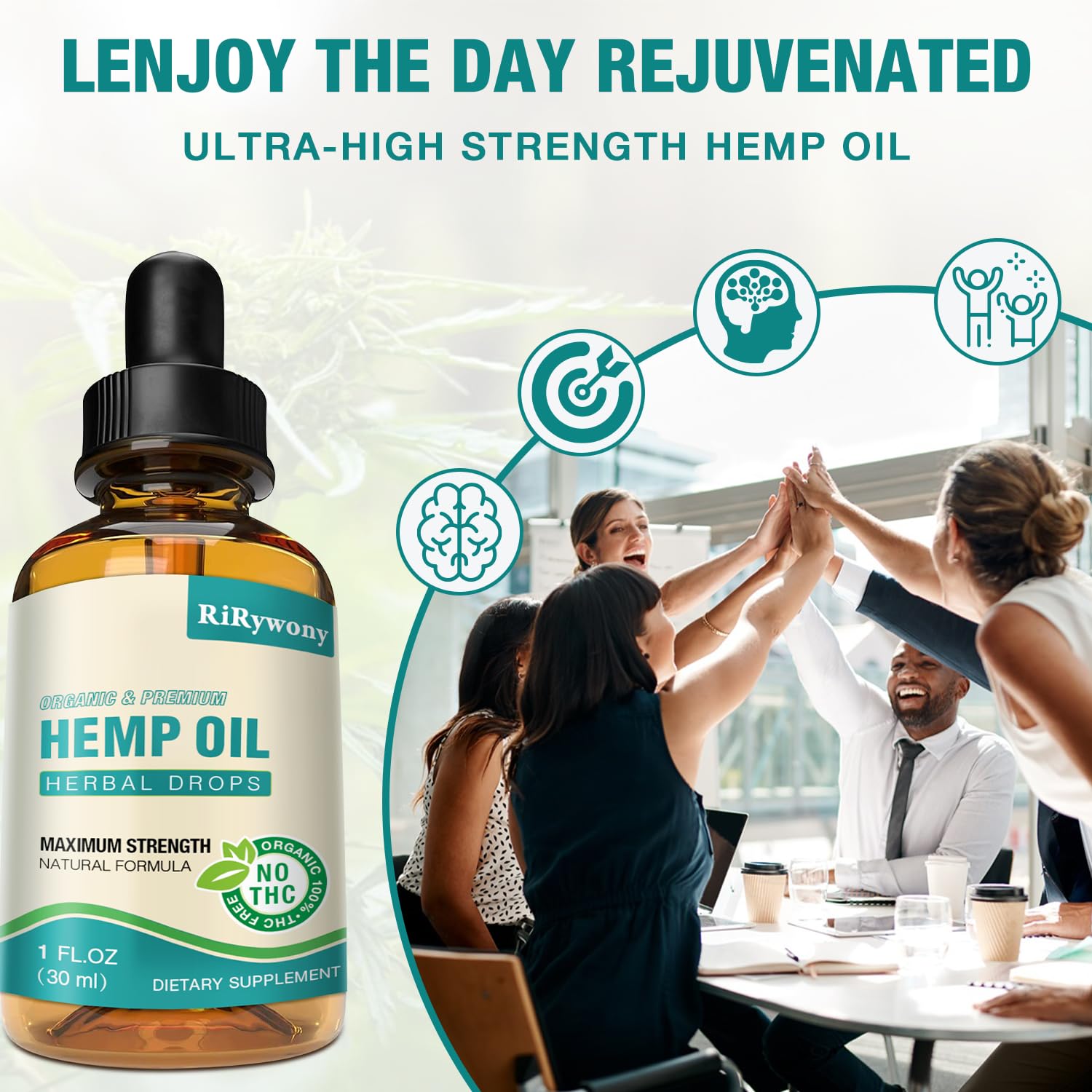 Hemp Oil High Potency - 3 Pack Maximum Strength Organic Hemp Drops for Adults | Natural Relax & Good Mood | Vegan Tincture