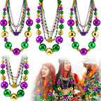 Henoyso 4-Pack 50-inch Jumbo Mardi Gras Bead Necklaces – Lighted & Unlighted Party Jewelry