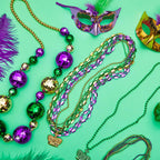 Henoyso 2-Set 50in Jumbo Mardi Gras Beads Necklaces – Lighted & Unlit Assorted Party Jewelry