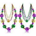 Henoyso 2-Set 50in Jumbo Mardi Gras Beads Necklaces – Lighted & Unlit Assorted Party Jewelry