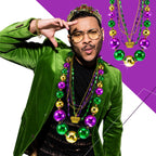 Henoyso 4-Pack 50-inch Jumbo Mardi Gras Bead Necklaces – Lighted & Unlighted Party Jewelry