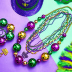 Henoyso 4-Pack 50-inch Jumbo Mardi Gras Bead Necklaces – Lighted & Unlighted Party Jewelry
