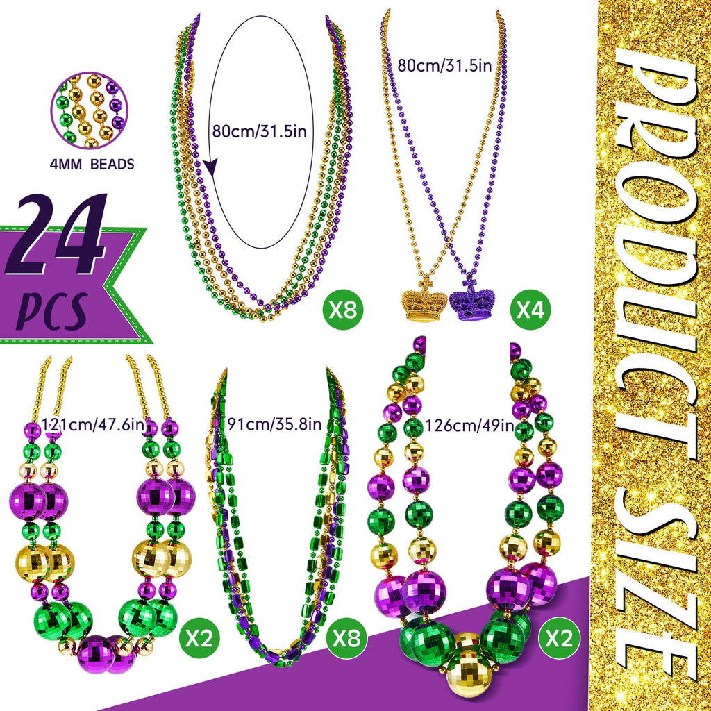 Henoyso 4-Pack 50-inch Jumbo Mardi Gras Bead Necklaces – Lighted & Unlighted Party Jewelry