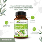 Herbal Goodness Graviola Soursop Capsules 700mg | Organic Non-GMO Guanabana (Guanabana) 60 Count