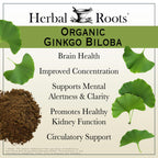 Herbal Roots Organic Ginkgo Biloba – 60 Vegan Capsules