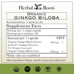 Herbal Roots Organic Ginkgo Biloba – 60 Vegan Capsules