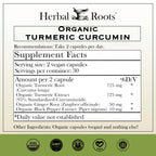 Herbal Roots - Turmeric Curcumin Capsules - Extra Strength - 1000mg Pure Organic Turmeric Supplement, 95% Standardized Curcumin Extract with BioPerine Pepper and Ginger
