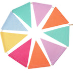 HESTYA 42-Piece Pastel Pennant Banner – Colorful Triangle Flags for Parties & Events