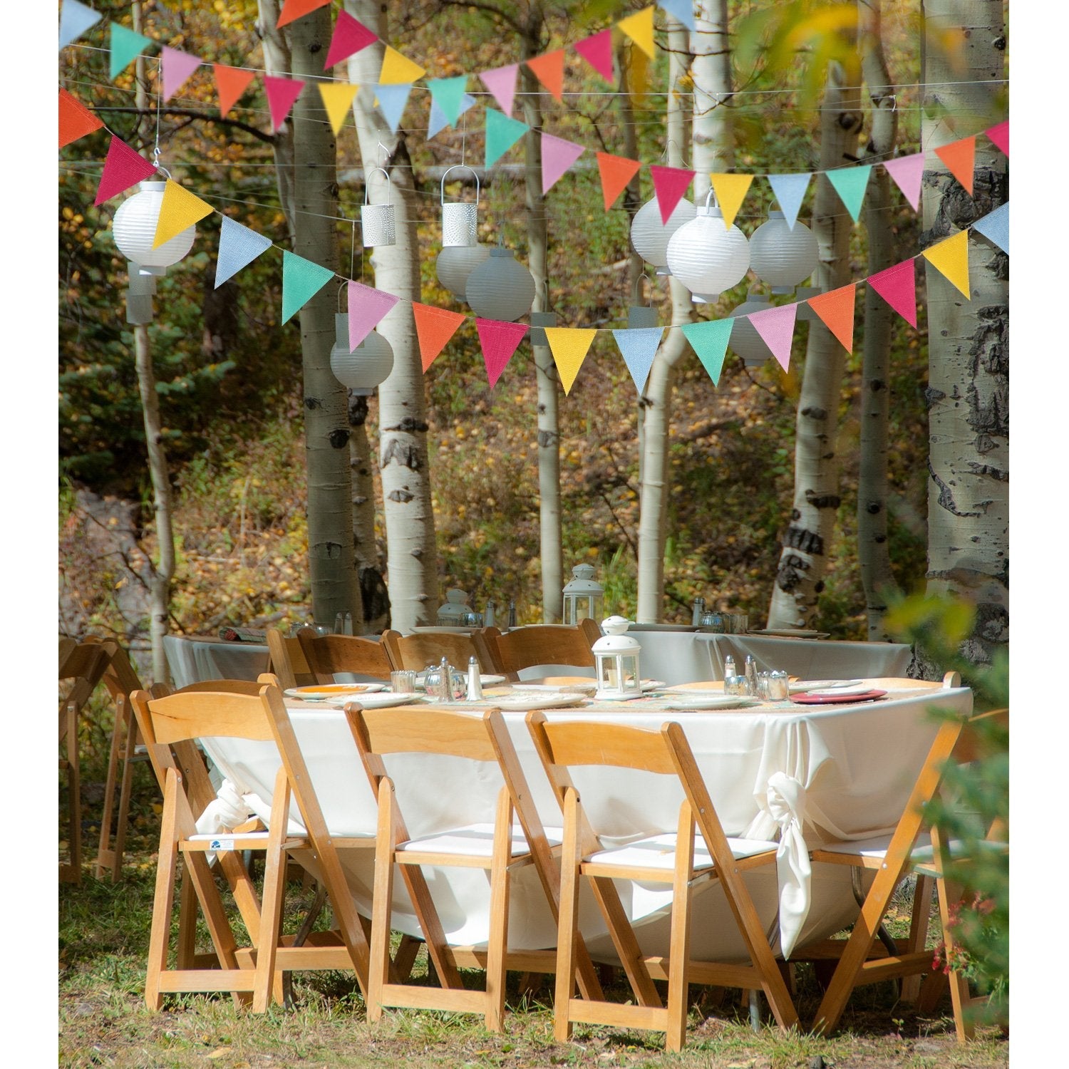 HESTYA 42-Piece Pastel Pennant Banner – Colorful Triangle Flags for Parties & Events
