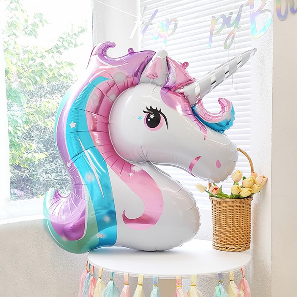 Heukikt Unicorn Party Decoration Set - 4th Birthday Balloons (Pink/Purple/Rainbow)