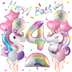 Heukikt Unicorn Party Decoration Set - 4th Birthday Balloons (Pink/Purple/Rainbow)
