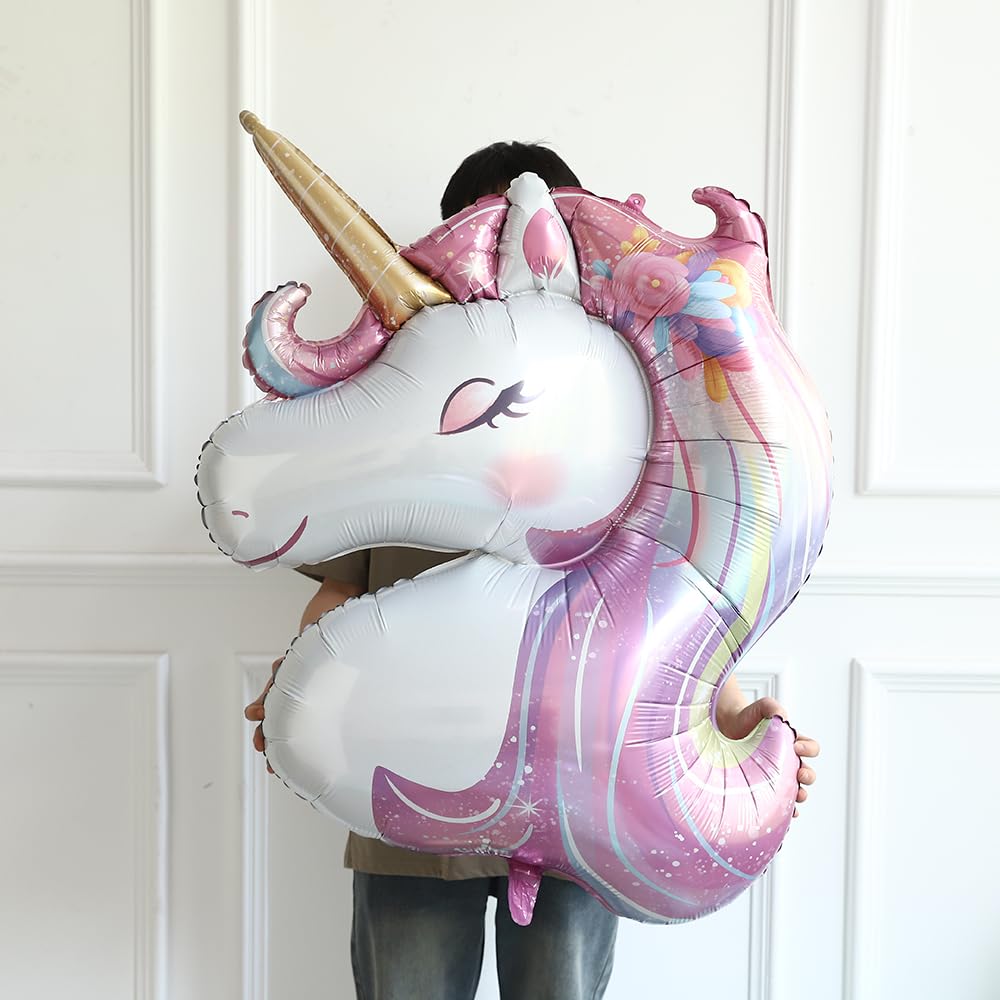 Heukikt Unicorn Party Decoration Set - 4th Birthday Balloons (Pink/Purple/Rainbow)