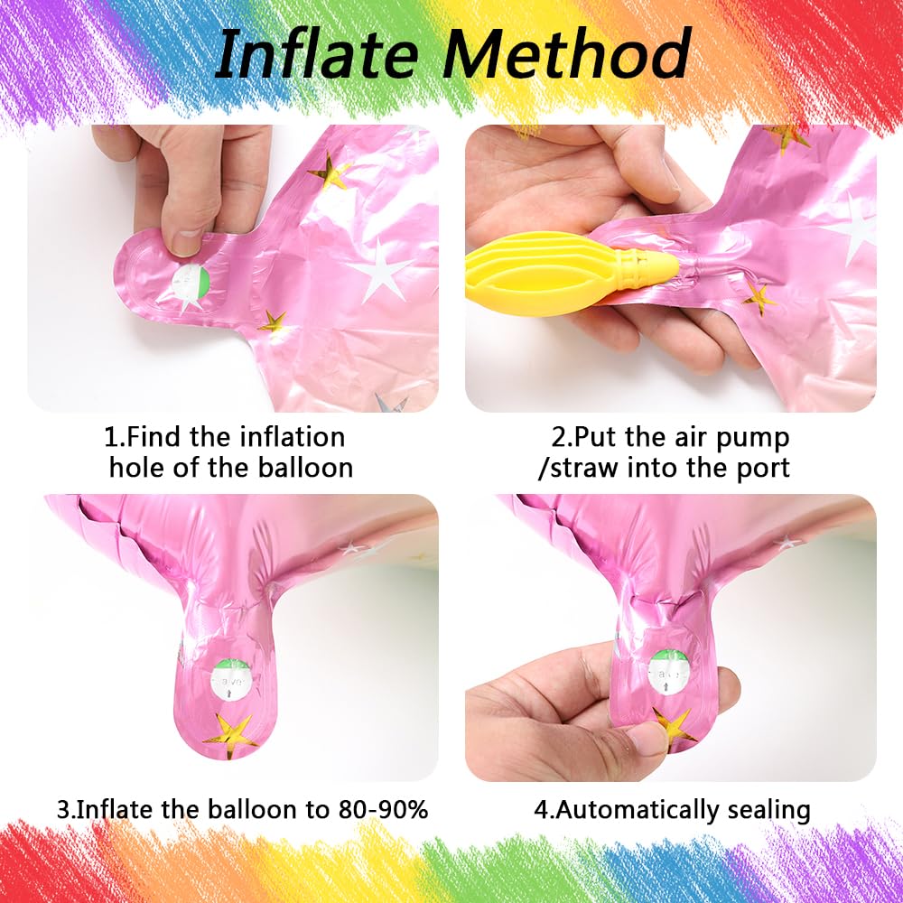 Heukikt Unicorn Party Decoration Set - 4th Birthday Balloons (Pink/Purple/Rainbow)