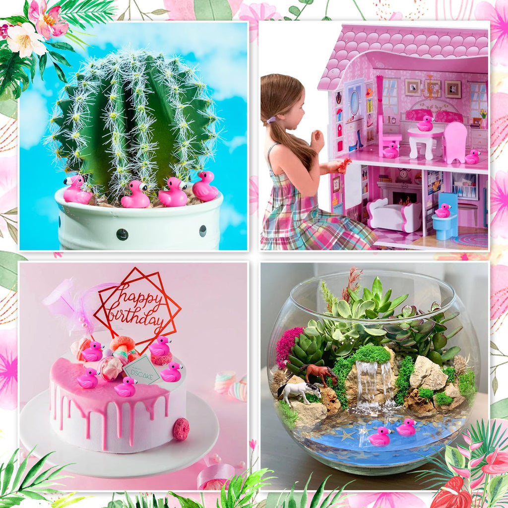 HFAYDZSW 100Pcs Mini Resin Flamingo Figurines – Cake Topper & DIY Decor Set