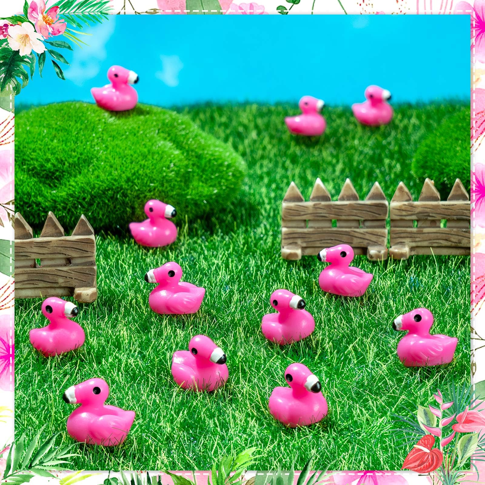 HFAYDZSW 100Pcs Mini Resin Flamingo Figurines – Cake Topper & DIY Decor Set
