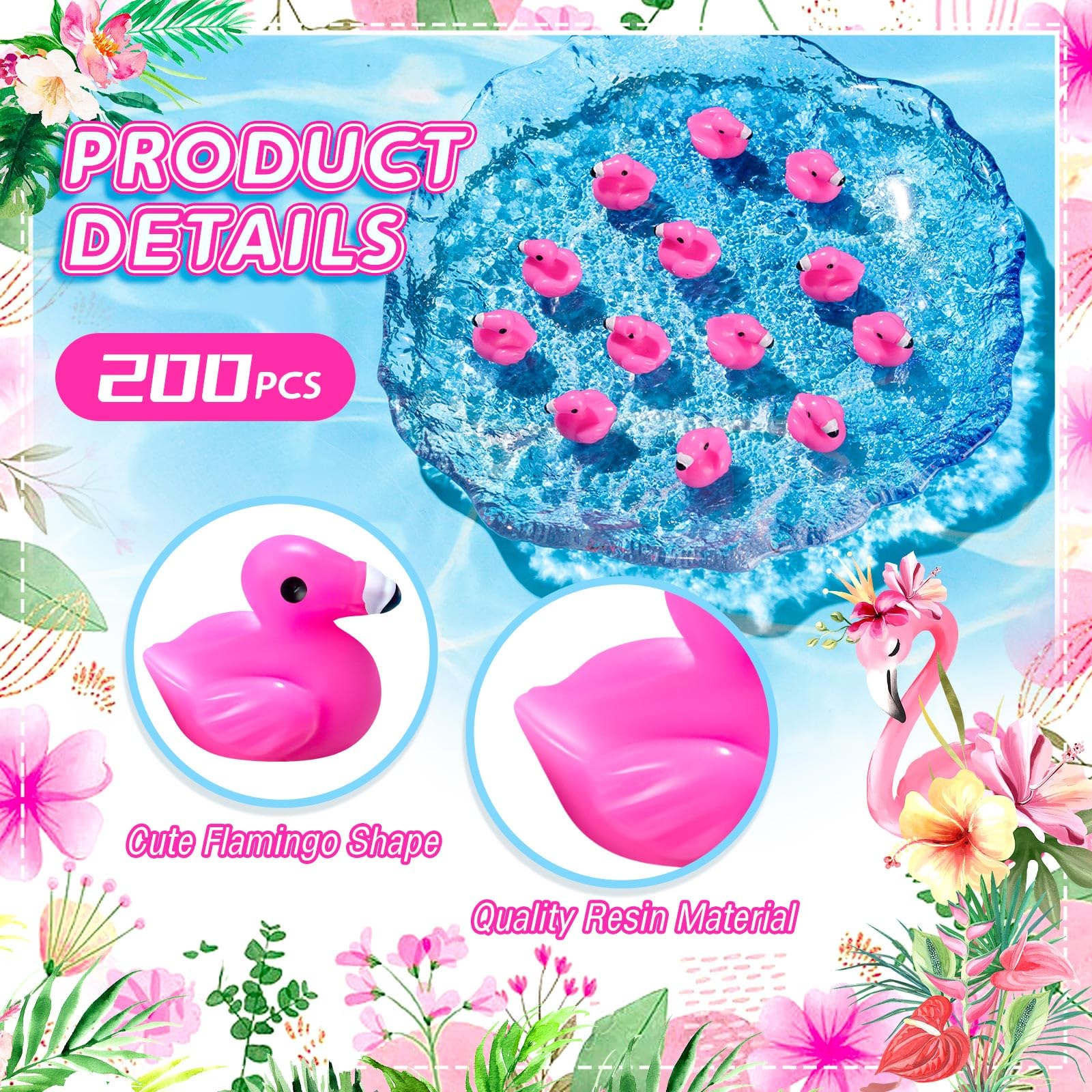 HFAYDZSW 100Pcs Mini Resin Flamingo Figurines – Cake Topper & DIY Decor Set