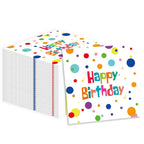 HFBOBP 50Pcs Happy Birthday Napkins – Colorful Dots 13x13 Inches, Disposable Party Supplies