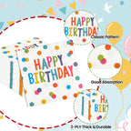 HFBOBP 50PCS Happy Birthday Paper Napkins – 13 x 13 Inches, Colorful Dots, Disposable Party Decor
