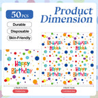 HFBOBP 50Pcs Happy Birthday Napkins – Colorful Dots 13x13 Inches, Disposable Party Supplies