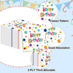 HFBOBP 50Pcs Happy Birthday Napkins – Colorful Dots 13x13 Inches, Disposable Party Supplies