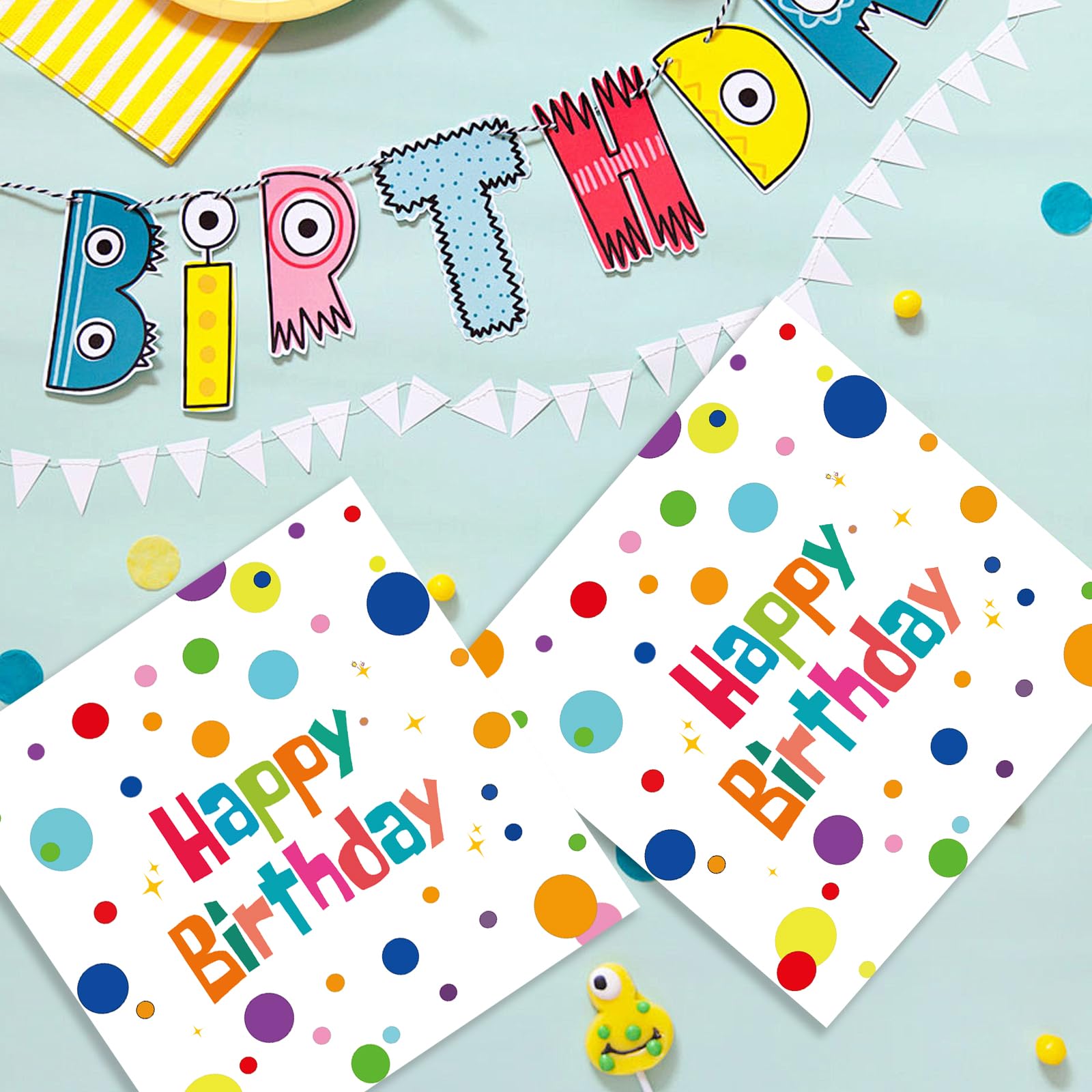 HFBOBP 50Pcs Happy Birthday Napkins – Colorful Dots 13x13 Inches, Disposable Party Supplies