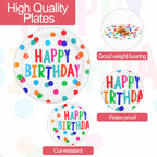 HFBOBP 50Pcs Birthday Plates & Napkins Set — Colorful Dots 7in Dessert Plates