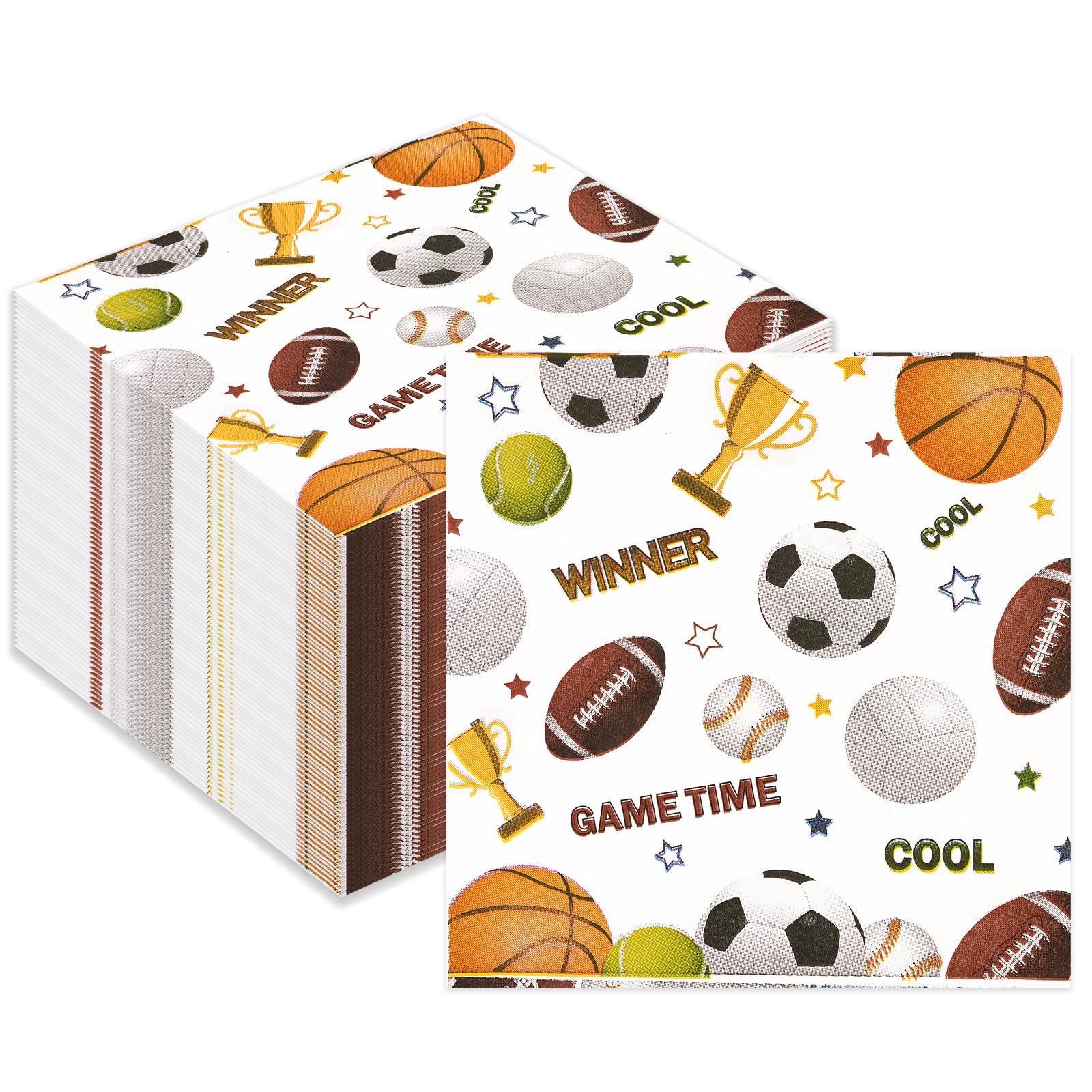 HFBOBP 50Pcs All Star Sports Themed Party Napkins – 6.5-inch Disposable for Birthdays & Sports Events