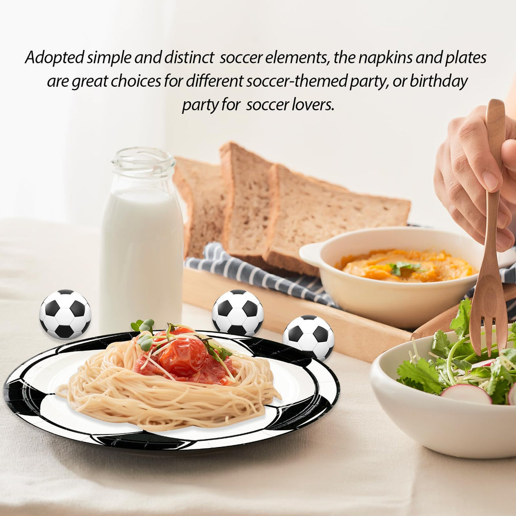 HFBOBP 50PCS Soccer Plates & Napkins Party Decorations – 7-inch Disposable Tableware Set
