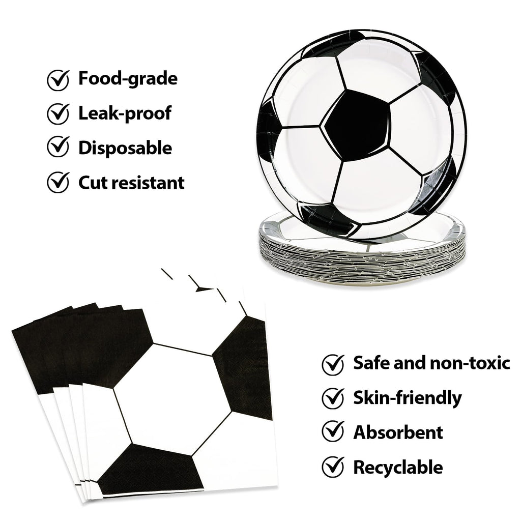 HFBOBP 50PCS Soccer Plates & Napkins Party Decorations – 7-inch Disposable Tableware Set