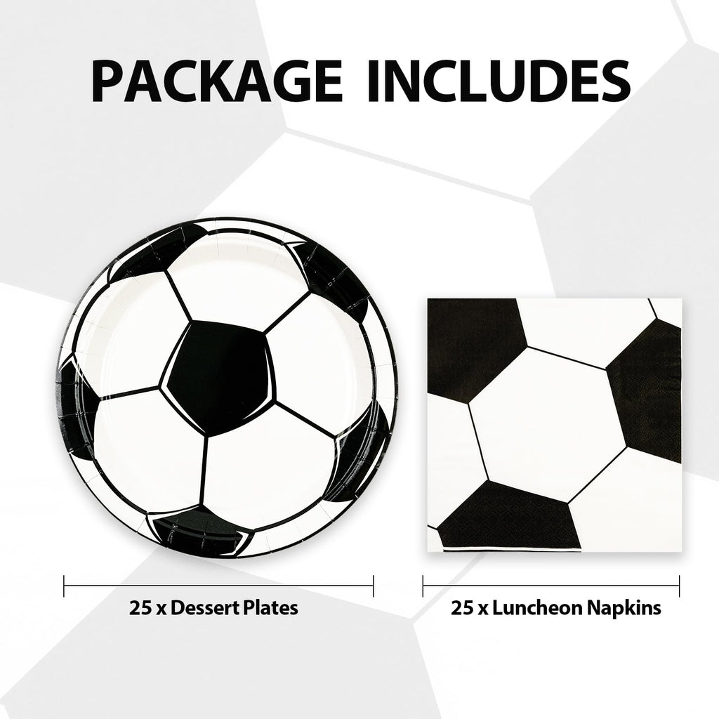 HFBOBP 50PCS Soccer Plates & Napkins Party Decorations – 7-inch Disposable Tableware Set
