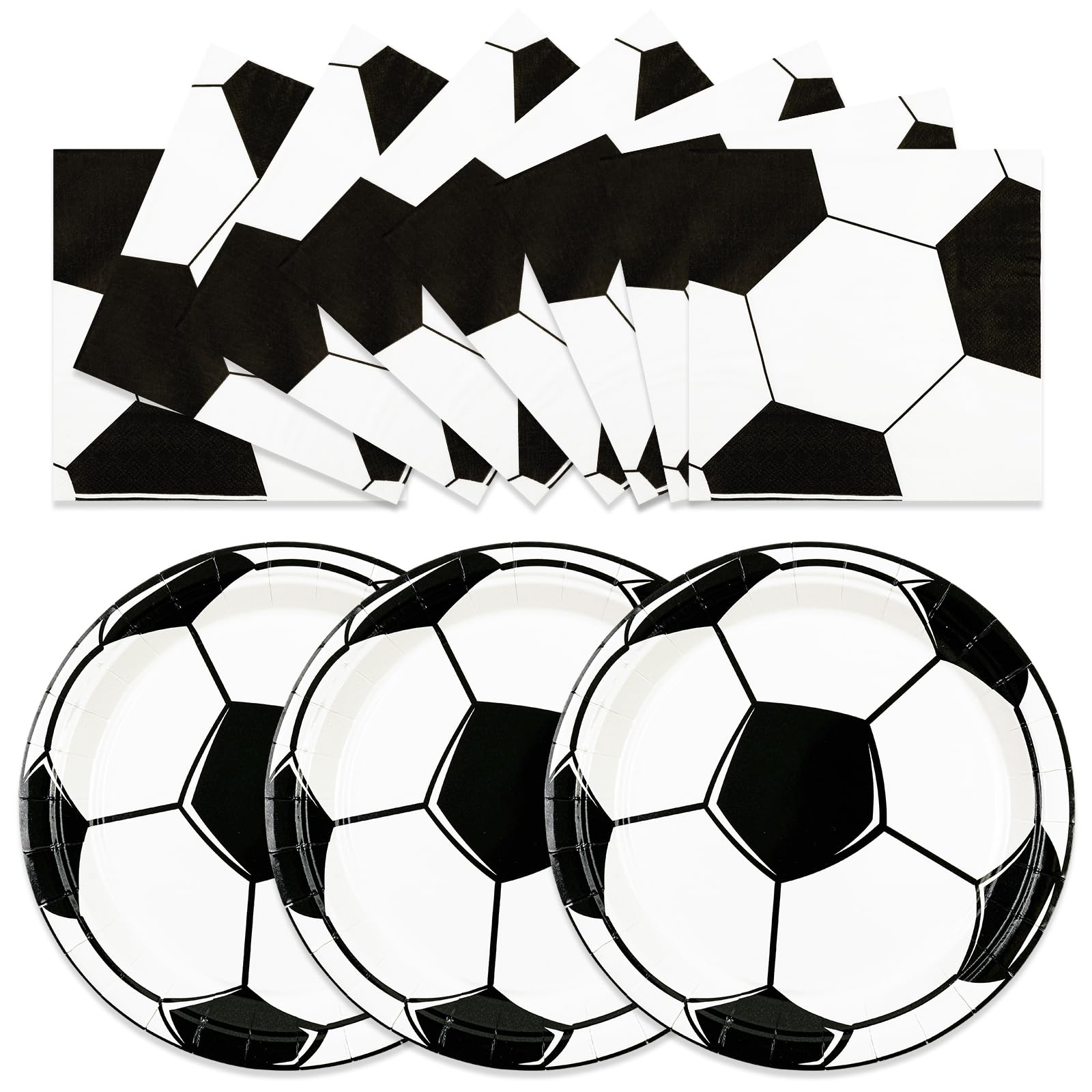 HFBOBP 50PCS Soccer Plates & Napkins Party Decorations – 7-inch Disposable Tableware Set