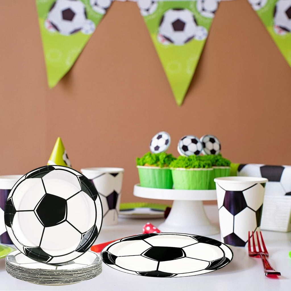 HFBOBP 50PCS Soccer Plates & Napkins Party Decorations – 7-inch Disposable Tableware Set