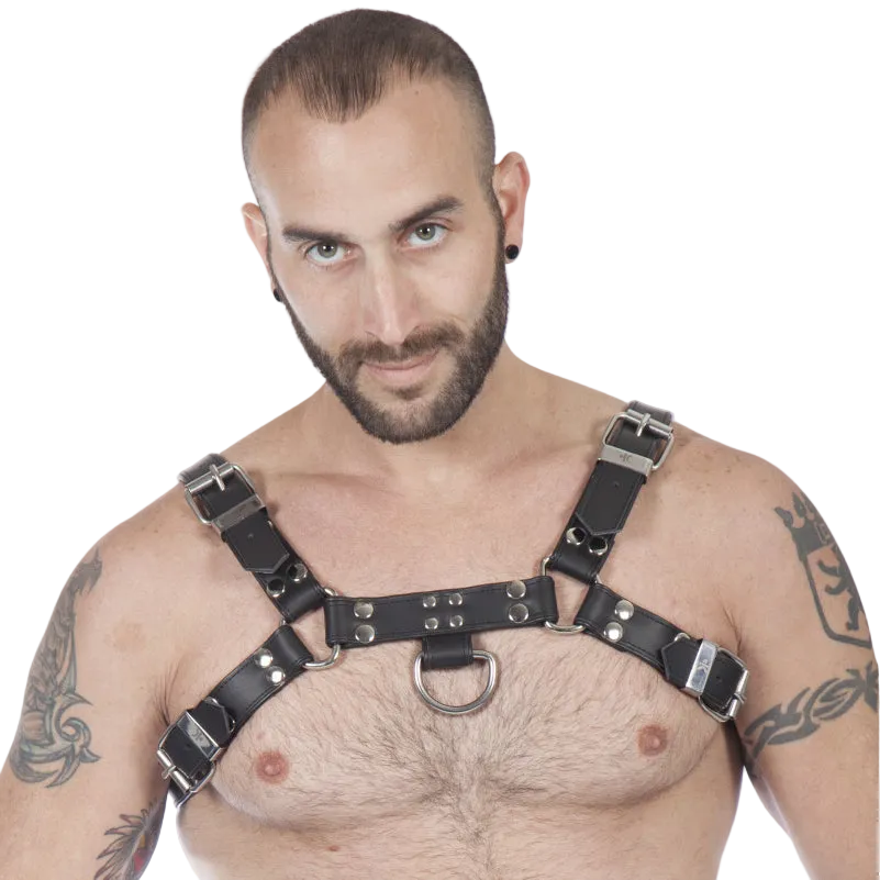 Titus H-Front Leather Chest Harness | Black