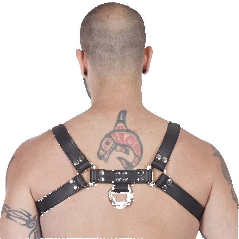 Titus H-Front Leather Chest Harness | Black
