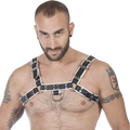 Titus H-Front Leather Chest Harness | Black & White