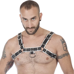 Titus H-Front Leather Chest Harness | Black & White