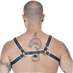 Titus H-Front Leather Chest Harness | Black & White