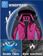 Womens Ski Jacket Waterproof Winter Fleece Lining Coat, Pink Size L GEMYSE