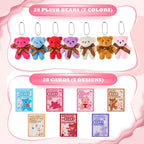 HIKISS 28-Pack Valentine Cards with Mini Plush Bears – Classroom Gifts & Party Favors