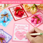 HIKISS 28-Pack Valentine Cards with Mini Plush Bears – Classroom Gifts & Party Favors