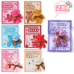 HIKISS 28-Pack Valentine Cards with Mini Plush Bears – Classroom Gifts & Party Favors