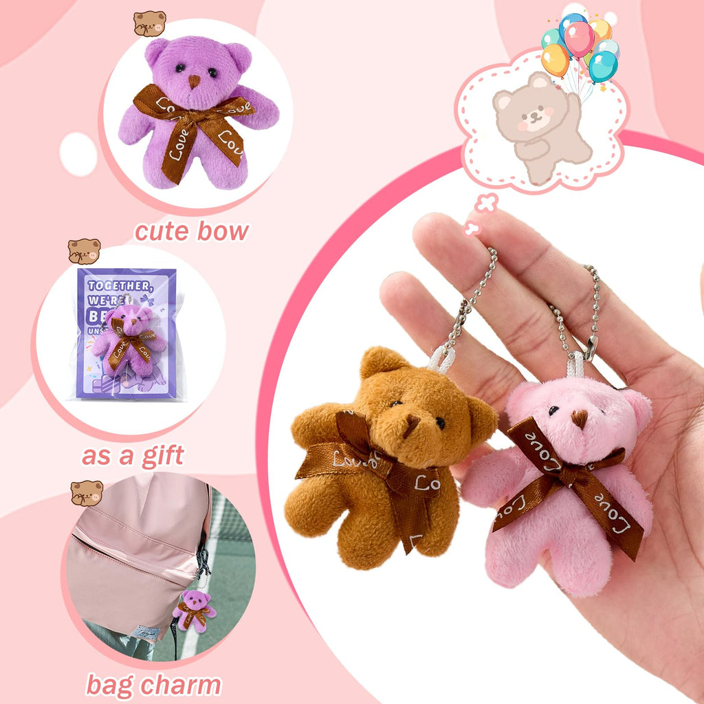 HIKISS 28-Pack Valentine Cards with Mini Plush Bears – Classroom Gifts & Party Favors