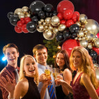 HILAVO 60-Piece Red, Black & Gold Balloons – 12" Casino Theme Party Decorations