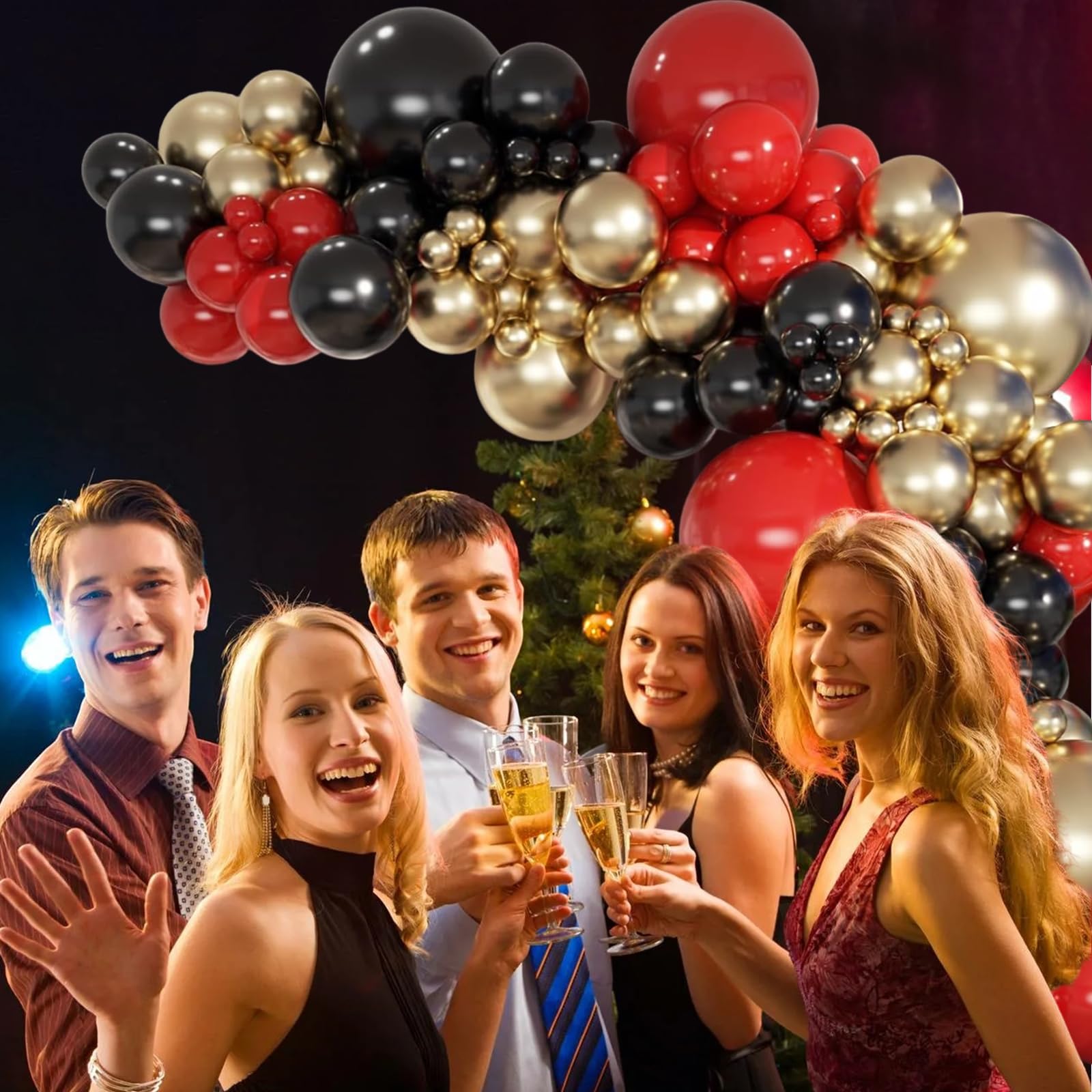 HILAVO 60-Piece Red, Black & Gold Balloons – 12" Casino Theme Party Decorations