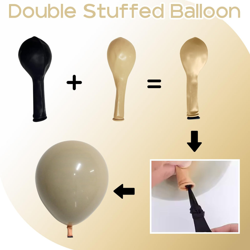 HILAVO Brown Gold Balloons - 12-Inch Double-Stuffed Brown Gold & Cream Beige Set for Neutral Baby Shower, Boho Wedding & Birthday Party