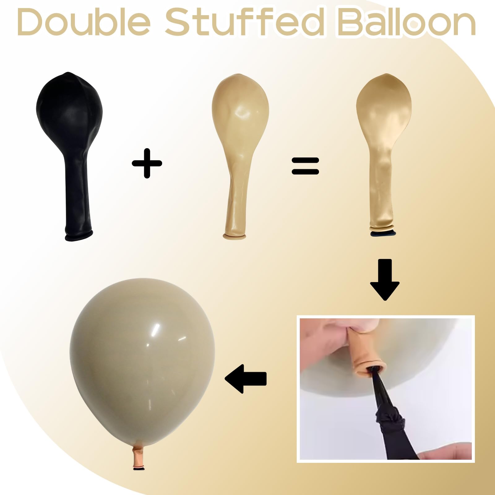 HILAVO Brown Gold Balloons - 12-Inch Double-Stuffed Brown Gold & Cream Beige Set for Neutral Baby Shower, Boho Wedding & Birthday Party