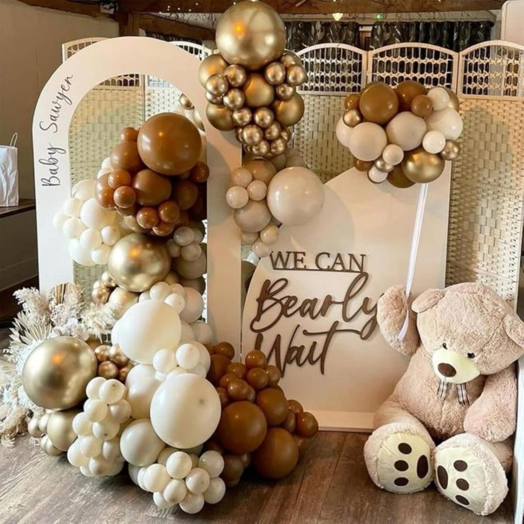 HILAVO Brown Gold Balloons - 12-Inch Double-Stuffed Brown Gold & Cream Beige Set for Neutral Baby Shower, Boho Wedding & Birthday Party